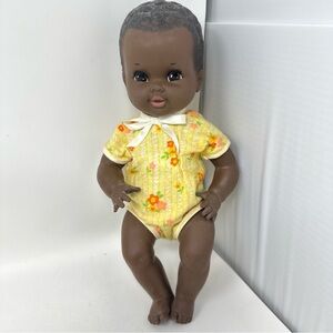 1972 Shindana Toys African American Baby Doll Black 13" Vinyl Original Outfit